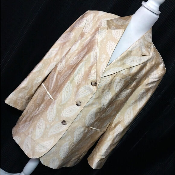 NWOT! TOPSHOP! LINEN & COTTON BLEND GOLDEN YELLOW PAISLEY JACKET, BLAZER! SZ 8 - Picture 8 of 8